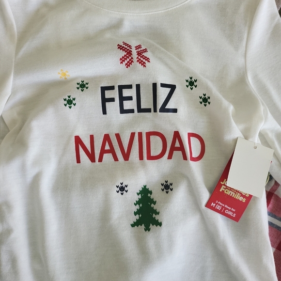 NWT Girl Medium (8) Christmas Pajamas Jammies For Your Families Feliz Navidad - Picture 3 of 9